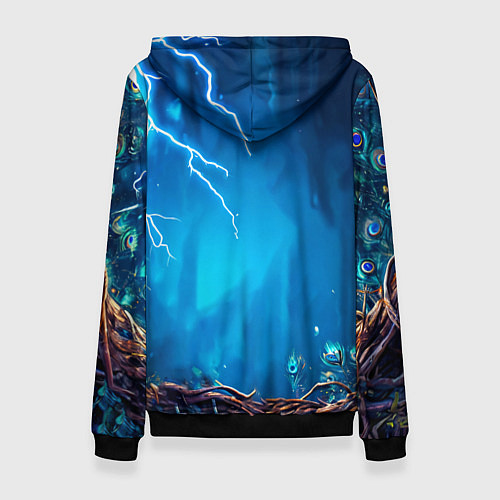 Женская толстовка Павлин и молния / 3D-Черный – фото 2