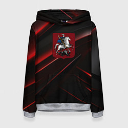 Толстовка-худи женская Герб Москвы Россия, цвет: 3D-меланж