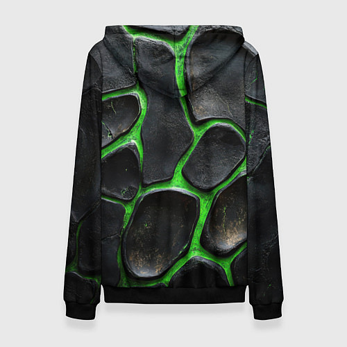 Женская толстовка Черная потертая текстура на зеленом фоне / 3D-Черный – фото 2