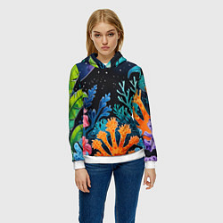 Толстовка-худи женская Космические кораллы, цвет: 3D-белый — фото 2