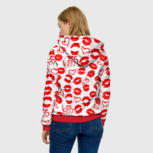 Женская толстовка Губы и сердца / 3D-Красный – фото 4