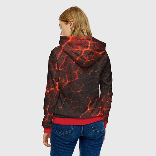 Женская толстовка Символ волчья лапа в огненной стихии / 3D-Красный – фото 4