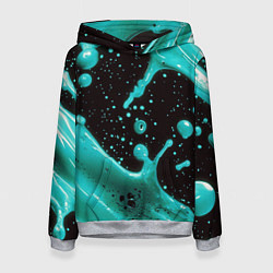 Толстовка-худи женская Голубая краска и капли, цвет: 3D-меланж