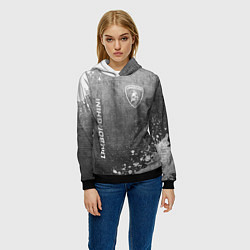 Толстовка-худи женская Lamborghini - grey gradient вертикально, цвет: 3D-черный — фото 2