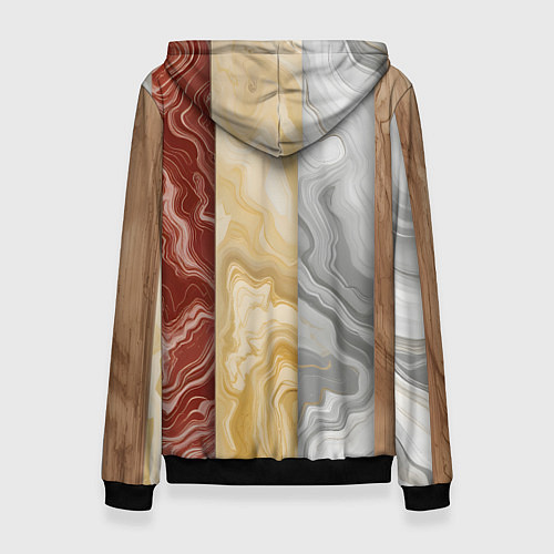 Женская толстовка Мрамор и дерево / 3D-Черный – фото 2