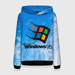 Толстовка-худи женская Windows 95 logo, цвет: 3D-черный