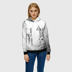 Толстовка-худи женская Thirty Seconds to Mars - white gradient вертикальн, цвет: 3D-черный — фото 2