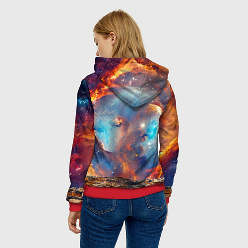 Женская толстовка Сенбернар в космосе / 3D-Красный – фото 4