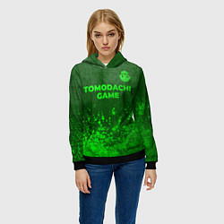 Толстовка-худи женская Tomodachi Game - green gradient посередине, цвет: 3D-черный — фото 2