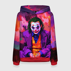 Толстовка-худи женская Джокер рисунок красками, цвет: 3D-красный