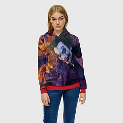 Толстовка-худи женская Джокер психоделика, цвет: 3D-красный — фото 2