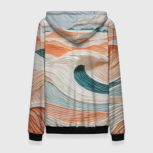 Женская толстовка Персиковые волны / 3D-Черный – фото 2
