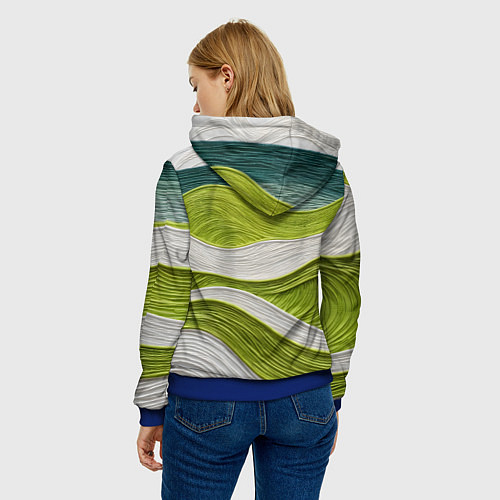 Женская толстовка Лаймовые волны / 3D-Синий – фото 4