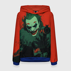 Толстовка-худи женская Джокер с револьвером, цвет: 3D-синий