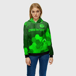 Толстовка-худи женская Daewoo - green gradient посередине, цвет: 3D-черный — фото 2