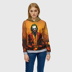 Толстовка-худи женская Джокер в поле цветов, цвет: 3D-меланж — фото 2