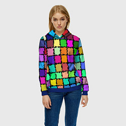 Толстовка-худи женская Лоскутки, цвет: 3D-синий — фото 2