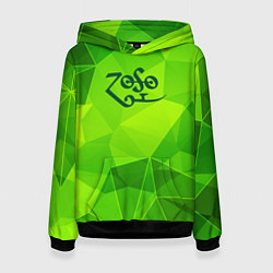 Толстовка-худи женская Led Zeppelin green poly, цвет: 3D-черный
