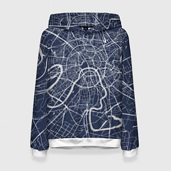Толстовка-худи женская Карта Москвы - столица России, цвет: 3D-белый