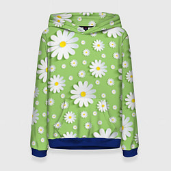 Толстовка-худи женская Ромашки бумажные, цвет: 3D-синий