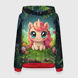 Толстовка-худи женская Рыжая единорожка, цвет: 3D-красный