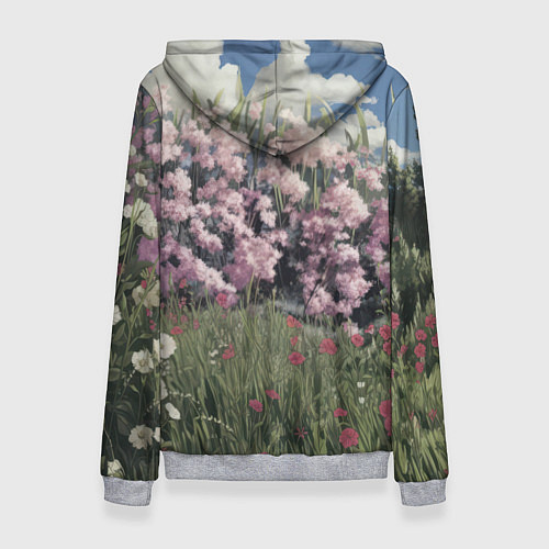 Женская толстовка Единорог на фоне сирени / 3D-Меланж – фото 2