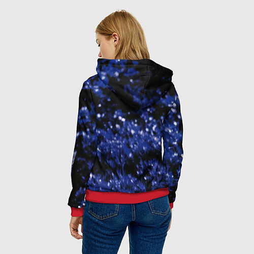 Женская толстовка Единорог - синий рог / 3D-Красный – фото 4