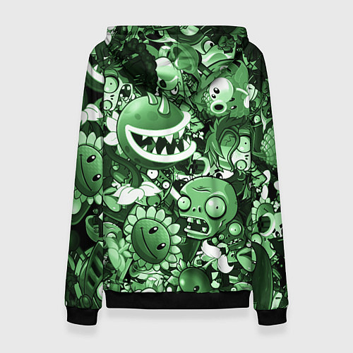 Женская толстовка Растения против зомби в зеленом цвете / 3D-Черный – фото 2