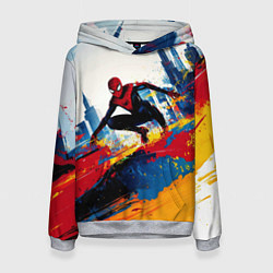 Толстовка-худи женская Человек - паук и пролитая краска, цвет: 3D-меланж