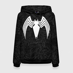 Толстовка-худи женская Знак венома с текстурой симбиота, цвет: 3D-черный