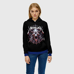 Толстовка-худи женская Metallica - cool skull with horns, цвет: 3D-синий — фото 2