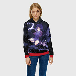 Толстовка-худи женская Веселая ведьма летит на шабаш, цвет: 3D-красный — фото 2