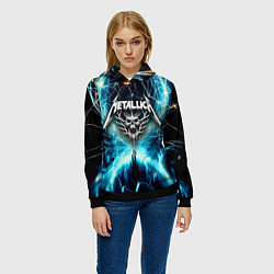 Толстовка-худи женская Neon glow - Metallica, цвет: 3D-черный — фото 2