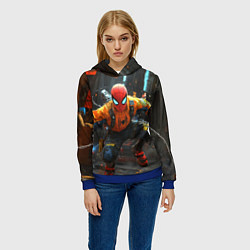 Толстовка-худи женская Человек паук бежит, цвет: 3D-синий — фото 2