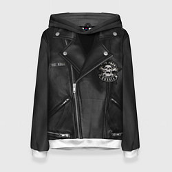Толстовка-худи женская Косуха байкерская с нашивками, цвет: 3D-белый