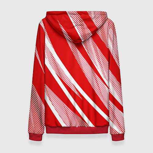 Женская толстовка Красно-белый абстракция с полосами / 3D-Красный – фото 2