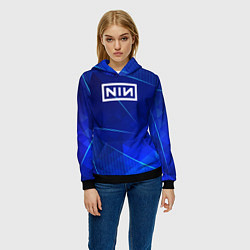 Толстовка-худи женская Nine Inch Nails blue poly, цвет: 3D-черный — фото 2