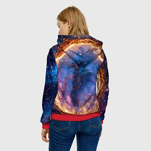 Женская толстовка Сиамская кошка в космосе / 3D-Красный – фото 4