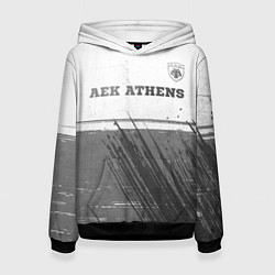 Толстовка-худи женская AEK Athens - white gradient посередине, цвет: 3D-черный