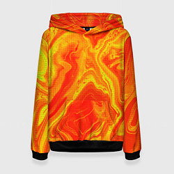 Толстовка-худи женская Огненный жёлто-красный, цвет: 3D-черный