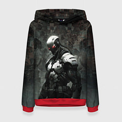 Толстовка-худи женская Боевой кибернетический андроид, цвет: 3D-красный