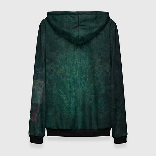 Женская толстовка Девушка-андроид в зелёных тонах / 3D-Черный – фото 2
