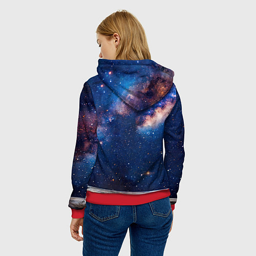 Женская толстовка Сибирская кошка в космосе / 3D-Красный – фото 4