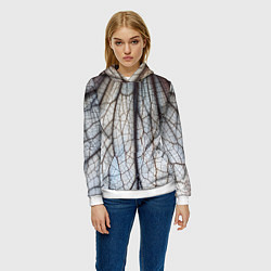 Толстовка-худи женская Прожилки растения, цвет: 3D-белый — фото 2