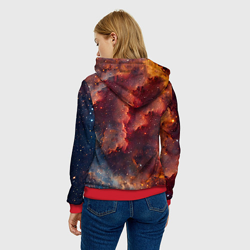 Женская толстовка Сингапурская кошка в космосе / 3D-Красный – фото 4