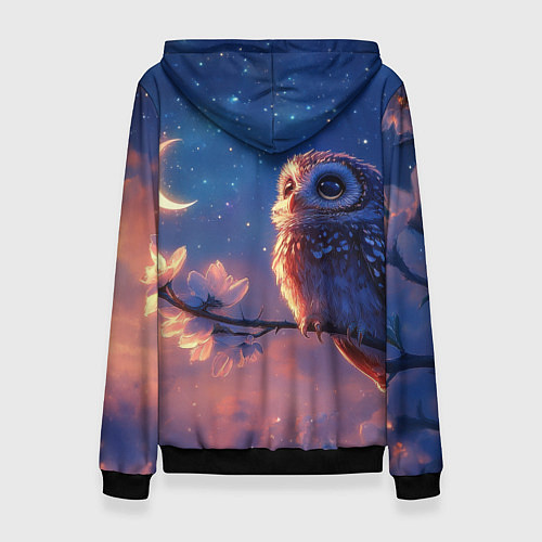 Женская толстовка Сова на фоне ночного неба / 3D-Черный – фото 2