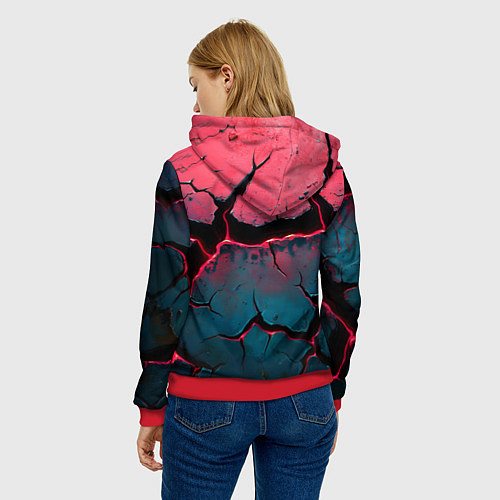 Женская толстовка Объемные разломы текстура / 3D-Красный – фото 4
