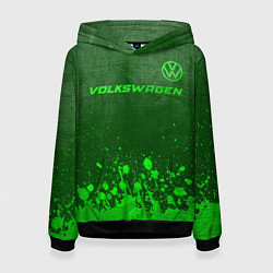 Толстовка-худи женская Volkswagen - green gradient посередине, цвет: 3D-черный