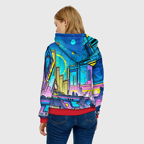 Женская толстовка Космический город / 3D-Красный – фото 4