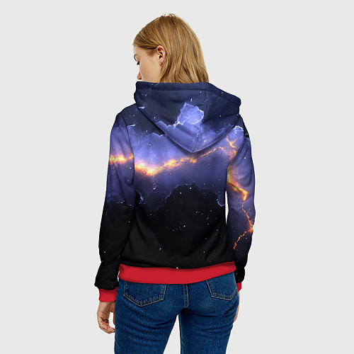 Женская толстовка Молния в фиолетовом небе текстура / 3D-Красный – фото 4